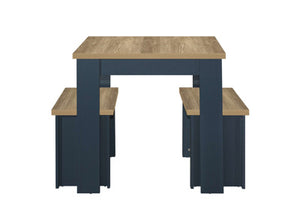 Highgate Dining Table & Bench Set - Available in Grey & Oak, Navy Blue & Oak, Cream & Oak