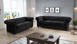 Chesterfield Infinity Grey or Black Plus Velvet - Sofa Set 3+2