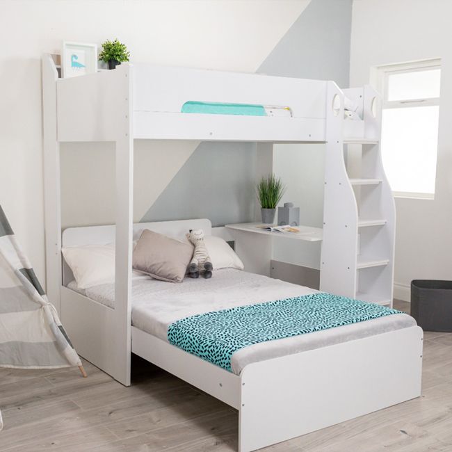 Cosmic L-Shaped Triple Bunk Bed - White