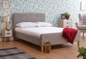 Ashbourne Light Bed Stead Light Grey - Available in Single, Double, & KingSize
