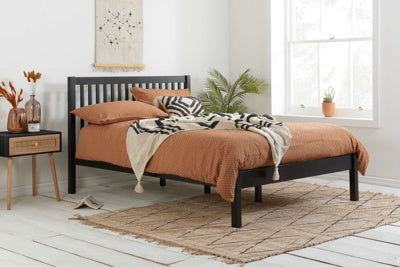 Nova Wooden Bed - Black - Available in Single, Small Double, Double & KingSize