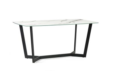 Olympus Dining Table - Marble Effect - Black or White - 90cm D x 160cm W x 76cm H - Chair Options