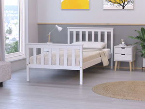 Oxford White Wooden (Pine) Bed - Available in Single (3ft), Double (4"6ft) & KingSize (5ft)