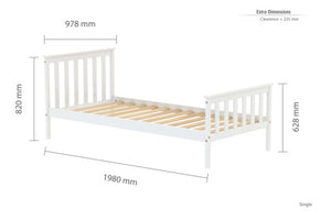 Oxford White Wooden (Pine) Bed - Available in Single (3ft), Double (4"6ft) & KingSize (5ft)