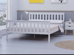 Oxford White Wooden (Pine) Bed - Available in Single (3ft), Double (4"6ft) & KingSize (5ft)