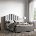 Velvet Poseidon Shell Ottoman Bed - Navy or Silver- Available in Double & KingSize