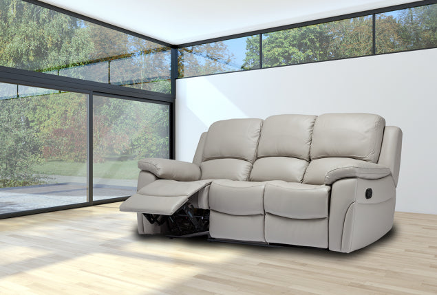 Sienna Manual Recliner Sofa - Available in Black, Pearl Grey or Sky Blue