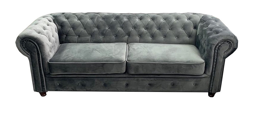 Chesterfield Infinity Grey or Black Plus Velvet - Sofa Set 3+2