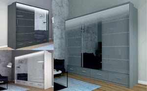 Sycylia Wardrobe Multiple Sizes - Available in Grey, White or Black