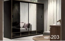 Sydney High Gloss Wardrobe - Available in Black & Gold, White & Gold Or Grey & Gold