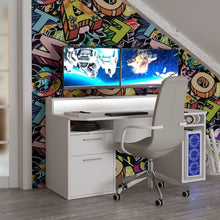 Load image into Gallery viewer, Zulu - Power Gaming Desk With Colour Changing LED Lights - Available in White or Black
