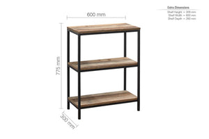 Urban 3 Tier Bookcase Rustic - Rustic