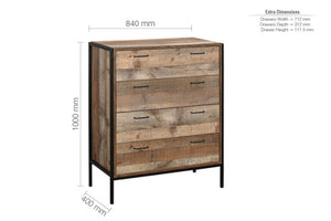 Urban 4 Drawer Chest - Rustic