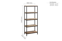 Load image into Gallery viewer, Urban 5 Tier Bookcase - Rustic
