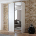 OGIV White & Mirror Sliding Door Wardrobe (LED)