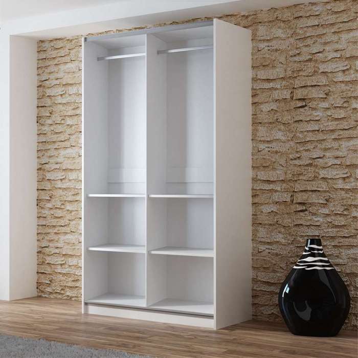 OGIV White & Mirror Sliding Door Wardrobe (LED)