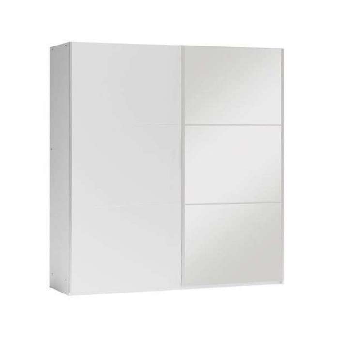 OGIV White & Mirror Sliding Door Wardrobe (LED)