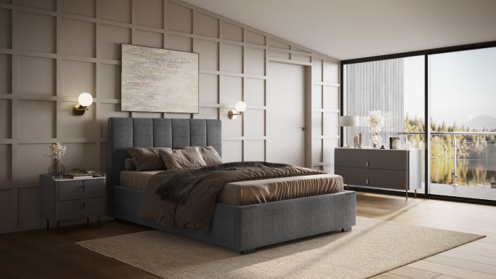 Waltz Ottoman Bed Grey - Available in Double or KingSize