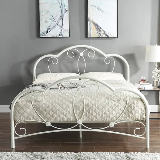 Vintage Style Metal Bed Frame - Black or White - Available in Single, Double & KingSize