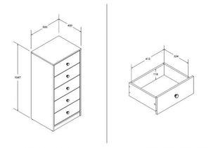 Merlin - Chest Of Drawers - Available in White or Grey