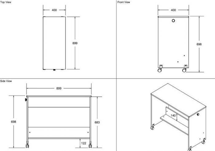 Merlin - White Pull Out Desk - Available in White or Grey