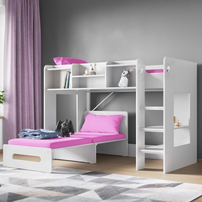Wizard Junior Mid High Sleeper With Pull Out Futon - Futon Available Various Colour Options