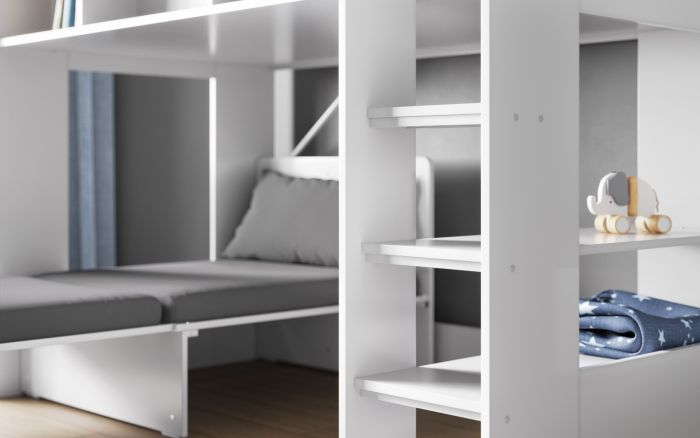 Wizard Junior Mid High Sleeper With Pull Out Futon - Futon Available Various Colour Options