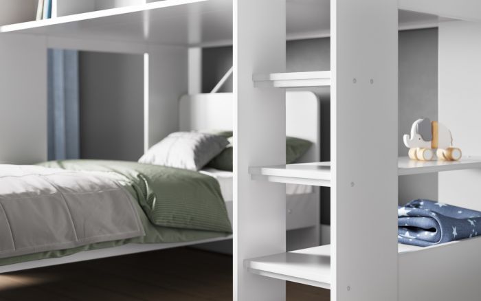 Wizard Junior L-Shaped Bunk Bed - Available in Grey or White