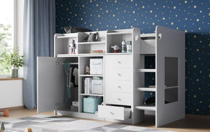 Wizard juniour High Sleeper Storage Station Bed - Available in White or Grey