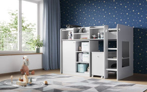Wizard juniour High Sleeper Work-Station Bed - Available in White or Grey
