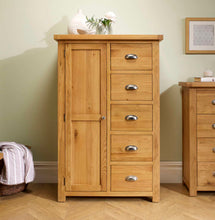 Load image into Gallery viewer, Woburn 1 Door 5 Drawer Wardrobe - Oak
