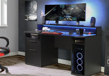 Load image into Gallery viewer, Zulu - Power Gaming Desk With Colour Changing LED Lights - Available in White or Black
